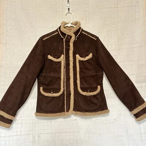 Dollhouse Faux Fur Suede Women’s Warm Jacket Size Large Brown No Hoodie - Picture 1 of 12