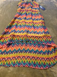 Girls Size XL 14-16 Real Love Mulit Color Print Hi Low Hem Summer Dress New - Picture 1 of 7