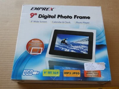 New Open Box Emprex 9" LCD Digital Photo Frame Player Widescreen Calendar Clock - Image 1 of 3