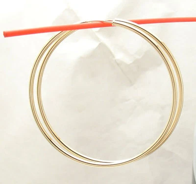 2mm X 60mm 2 3/8" Large Plain Shiny Endless Hoop Earrings REAL 14K Yellow Gold  - Изображение 1 из 4