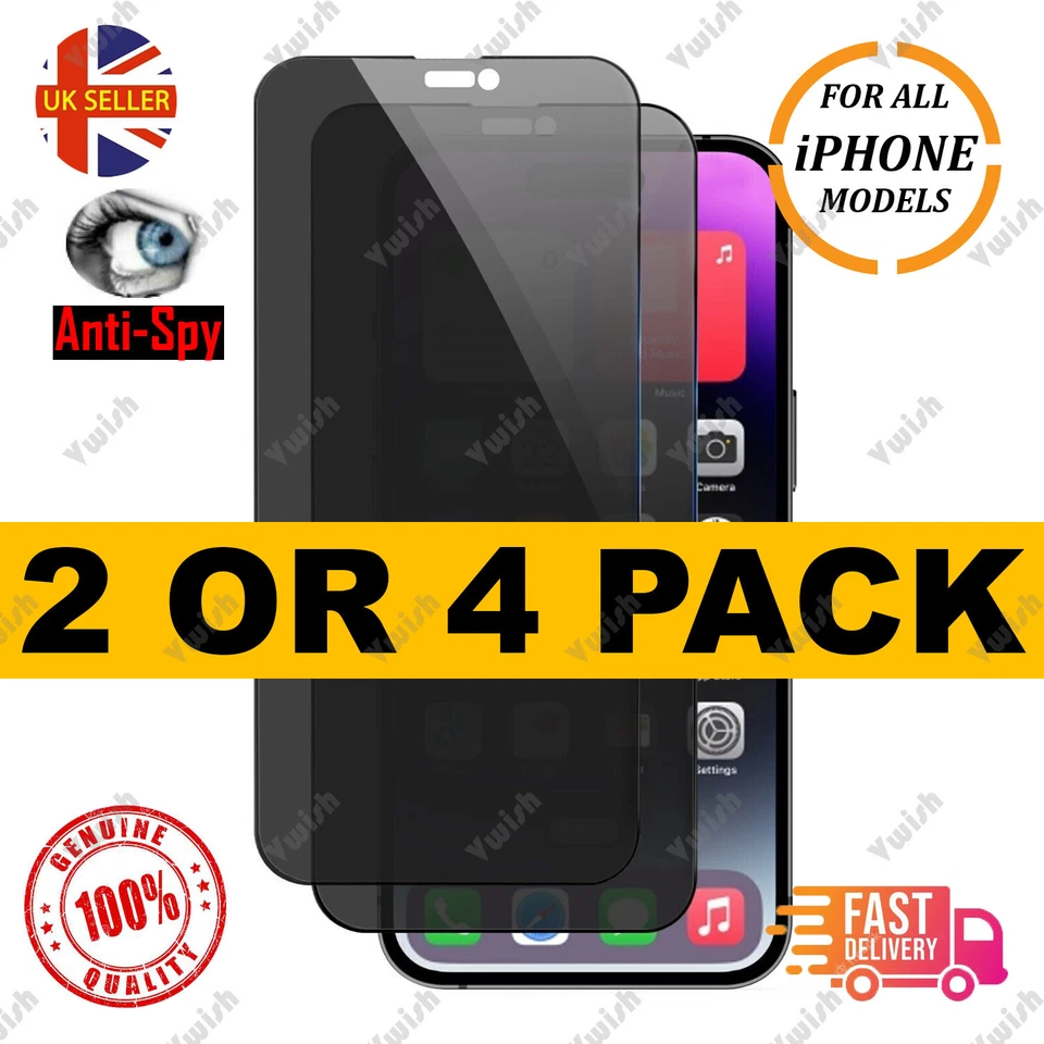 Privacy Tempered Glass Screen Protector for iPhone 17 16 15 14 12 X Pro Max Plus