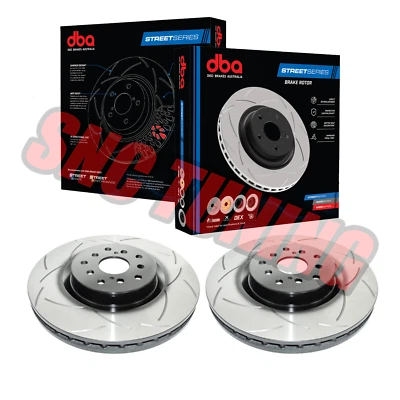 DBA FRONT T2 Street Series Slotted Brake Rotor PAIR 2PC For 04-14 Impreza STI - Image 1 of 3