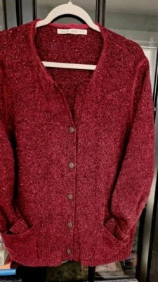 Woolwich Womens 2XL  Maroon Confetti Fleck Button Cardigan W/ Pockets - Image 1 of 4