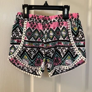 Sanrio Hello Kitty Floral Tribal Elastic Waist Shorts Girls Size XS 4-5 - Picture 1 of 8