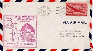 FIRST FLIGHT  LONGVIEW-TULSA AM-80  1947 FDC1403 - Picture 1 of 1
