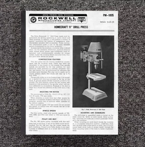 Drill Press Operator Maintenance Fits Rockwell-Delta PM-1895 Delta Homecraft 11" - Picture 1 of 10