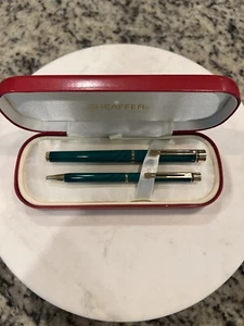 Vintage Sheaffer Targa Emerald Green Swirl RollerBall/BallPen Set MINT & RARE - Picture 1 of 9