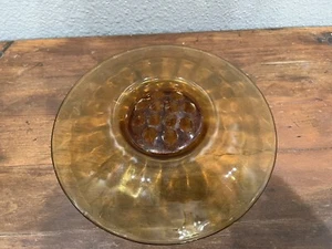 Vintage Clear Amber Glass Mid-Century Centerpiece Console Vase an Flower Frog - Picture 1 of 4