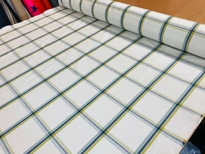 THICK 100% COTTON JOHN LEWIS NORTON BLUE CHECK CUSHION CURTAIN FABRIC MATERIAL - Picture 1 of 7