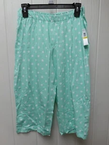 Hue Aqua Clam Digger Pajama Pants w/ White Polka Dots Womens Size Medium PJ63100 - Picture 1 of 5