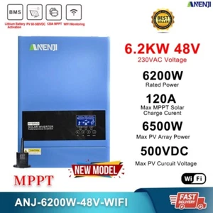 6200W Hybrid Off-Grid Solar Inverter MPPT 120A 220/230V 500VDC Pure Sine Wave - Bild 1 von 7