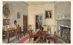 Postal VA: Mt. Vernon, comedor familiar, Virginia, antiguo WB - Imagen 1 de 2