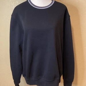 Denim and Flower by Ricky Singh Black Crewneck Sweatshirt, white trim, Size Med - Picture 1 of 6