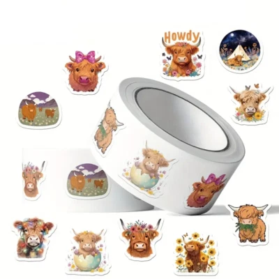 Highland Cow Coo Scottish Animal Roll Cute Party Labels Cards & More 2.5cm