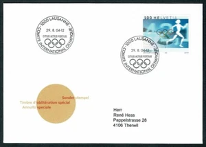 SE65 SWITZERLAND 2004 Cover Intrenational Olympic comittee special cancel - Picture 1 of 1