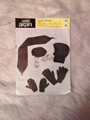 Vintage Sunbeam Aran Double Knittings Pattern Book Helmet Gloves Cap Scarf Mitts - Image 1 of 4