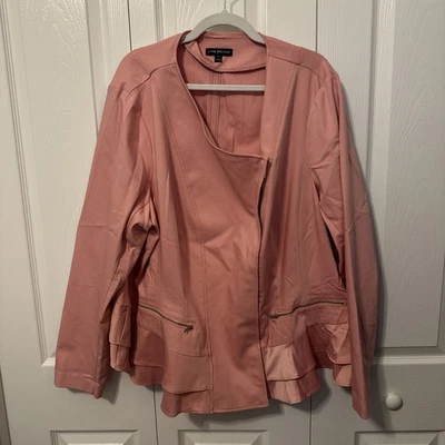 Blazer Lane Bryant Mujer Talla Grande 28 Rosa Chaqueta Cremallera - Bolsillos con Cremallera Foto 1 de 4