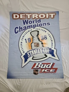 1998 Detroit Redwings Stanley Cup Champions Bud Eis dick Vinyl Bar Wand Banner - Bild 1 von 12