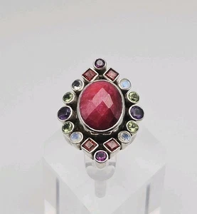 Nicky Butler NB Sterling Silver 925 Ruby Multi-Gemstone Cocktail Ring Size 8 - Picture 1 of 9
