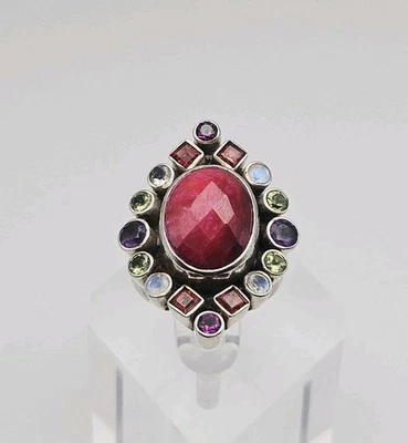Nicky Butler NB Sterling Silver 925 Ruby Multi-Gemstone Cocktail Ring Size 8 - Image 1 of 4