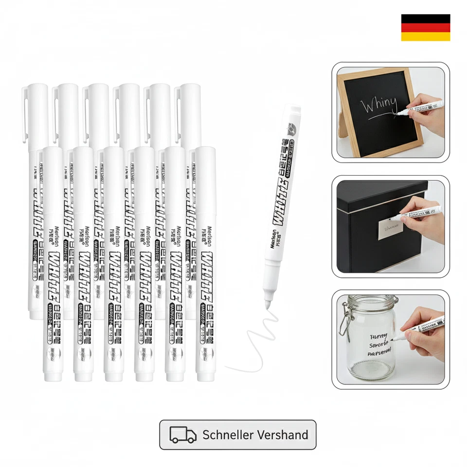Weiße Acrylstifte 12 PCS, 2-3Mm Fine Tip Permanent Marker, Wasserfest Lacksti - Bild 1 von 1