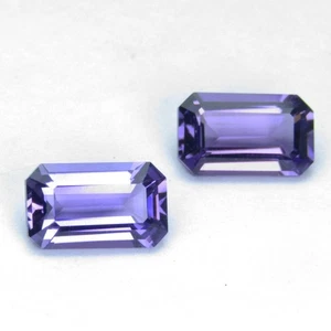 4.02Cts Fantastic Natural Amethyst 10x6mm Emerald Cut Collection Pair Gems - Picture 1 of 6