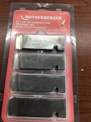Rothenberger 00218 Pipe Threading  Dies, Npt, 1/2 To 3/4 In - Image 1 of 2