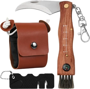 Coltello per Funghi, Acciaio Inox Coltellino Funghi Con Sacco Di Raccolta, Porta - Foto 1 di 12