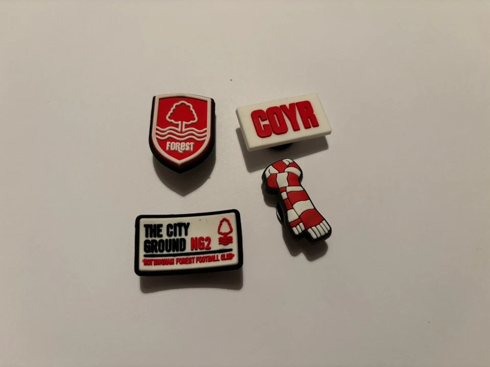 nottingham forest inspired shoe charm set x4