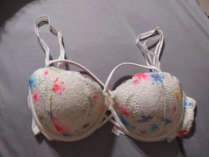Preloved Victoria Secret Pink White Lace Bra 34B - Picture 1 of 5