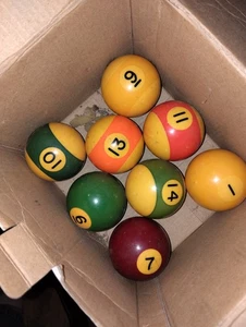 Vintage Billard Poolkugeln (9) nur 9 Kugeln sehr alt - Bild 1 von 5