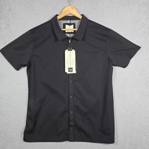 Scott James Shirt Mens Size XL Black Slim Fit Knit Cotton Short Sleeve Goth NWT - Picture 1 of 11