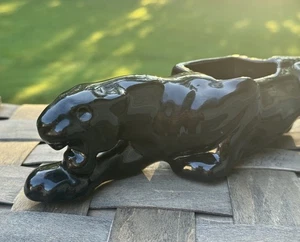 Vintage Black Ceramic Panther Planter Figurine 13” MCM Art Deco - Picture 1 of 12