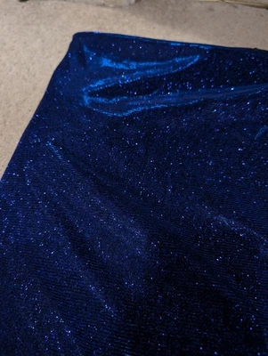 Midnight Blue Glitter Lurex Fabric Stretch 3 Metres 54" Wide - Image 1 of 4