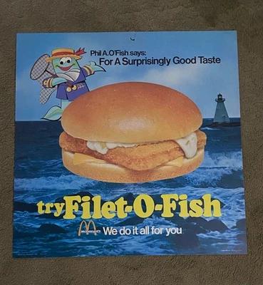 Vintage 1976 McDonald’s Try Filet-O-Fish Translite  22 x 22” - Image 1 of 2