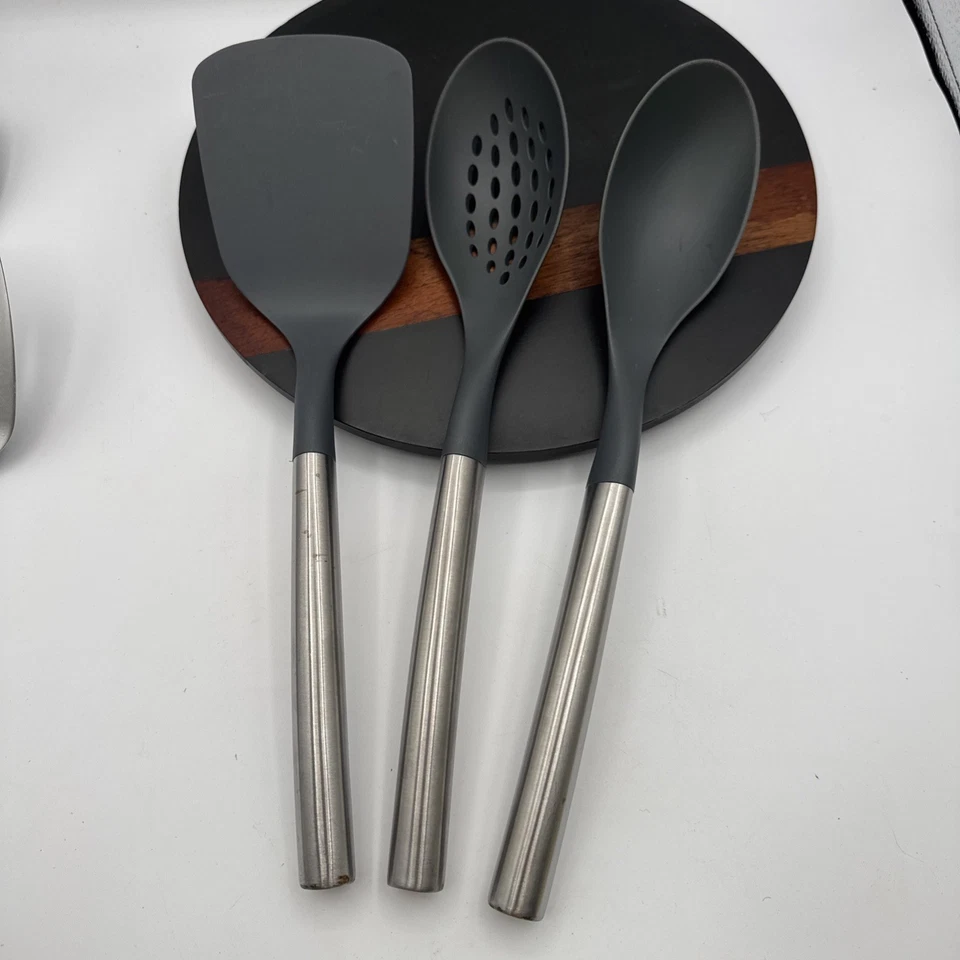 Espátula Sabatier 3 Piezas Gris Nylon Utensilios Mangos Acero Inoxidable Excelente Foto 1 de 4