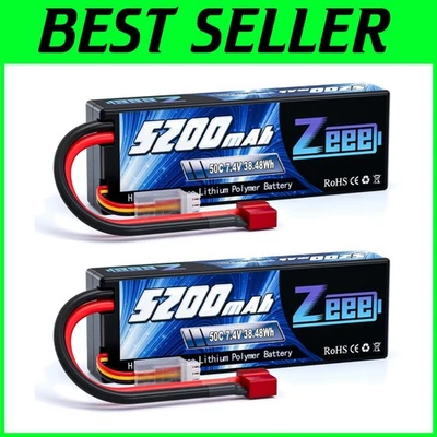 7.4V 5200mAh Lipo Battery 2S 50C T Connector for RC Vehicles - Image 1 of 4