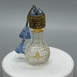 Vintage Czech Irice Stubby Perfume Bottle Light Blue And Blue Dangles - Picture 1 of 5