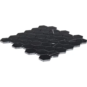 Satori Nero 12-in x 12-in Polished Natural Marble Hexagon Mosaic Wall Tile - Picture 1 of 4
