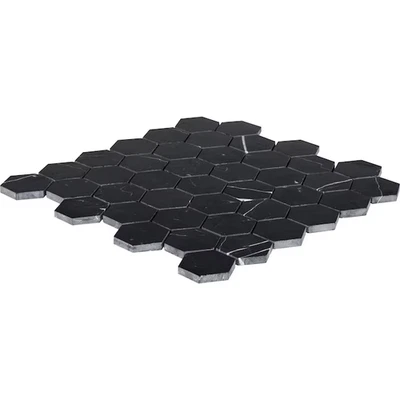 Satori Nero 12-in x 12-in Polished Natural Marble Hexagon Mosaic Wall Tile - Image 1 of 4