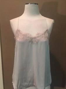 Viden S 100% Silk Quiet Luxury Champagne Coquette Cami Top Blouse W Lace Trim - Picture 1 of 7