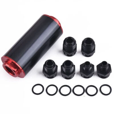 High Flow Universal Inline Fuel Filter 100 Micron Cleanable AN6 AN8 AN10 Adapter Foto 1 de 4