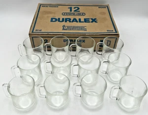 (12) DURALEX 4290 GLASS CLEAR MUGS 11OZ 3-7/8" TALL STACKABLE NEW WITH BOX - Picture 1 of 23