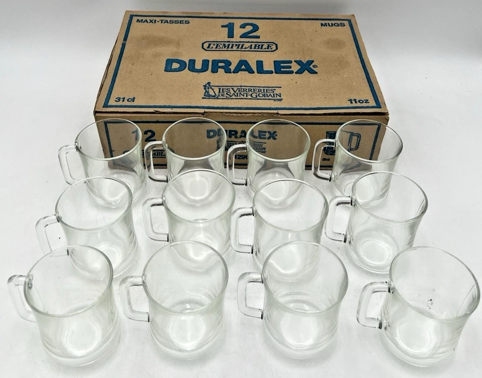 (12) TAZAS CRISTAL TRANSPARENTE DURALEX 4290 11OZ 3-7/8" ALTO APILABLES NUEVAS CON CAJA Foto 1 de 4