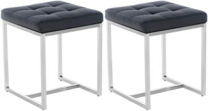 2er Set Sitzhocker Barci Edelstahl Fußhocker Polsterhocker Sitzwürfel Hocker - Bild 1 von 18