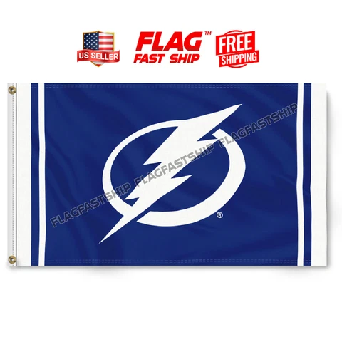 Tampa Bay Lightning Flag 3x5 FT Logo Banner w Grommets NHL FREE Shipping Cover