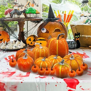 Artificial Pumpkins 16 Pcs Fall Harvest Pumpkin Decor Decorative Fake beautiful - Picture 1 of 11