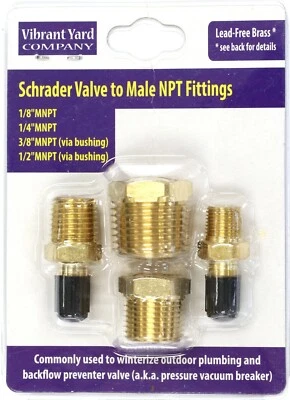 VIBRANT YARD CO. LLC Schrader Valve to NPT Adapter Winterize Blow out Backflow Preventer & Sprinkler