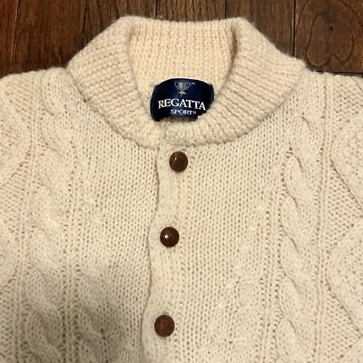 Regatta Sport, Men’s 100% Wool 3 Button Sweater,  Cream/Ivory, XL - Image 1 of 4