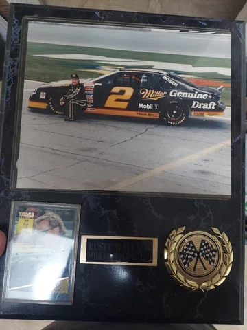 Rusty Wallace Plaque with Picture and Topps 93 Card Excellent Condition  NASCAR Cover